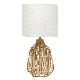 Lalia Home 21" Vintage Rattan Wicker Style Paper Rope Bedside Table Lamp (Option: Natural)