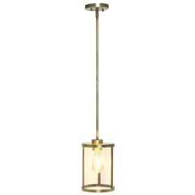 9.25" 1-Light Metal and Clear Cylindrical Glass Kitchen Foyer Hallway Bedroom (Option: Antique brass)