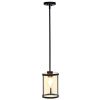 9.25" Farmhouse 1-Light Metal and Clear Cylindrical Glass Kitchen