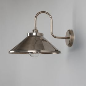 Nerissa Brass Swan Neck Wall Sconce IP65 (Option: AntiqueSilver, Material: ClearGlass)
