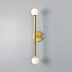 Monto Double Globe Slim Bathroom Wall Sconce 24" IP44 (Option: Hx61cm, Material: SatinBrass Frosted)
