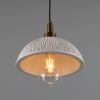 Kingii Ceramic Dome Bathroom Pendant Light 7.87", Matte White Striped IP44