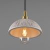 Kingii Ceramic Dome Bathroom Pendant Light 7.87", Matte White Striped IP44