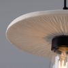 Bog Oak Organic Ceramic Disc Bathroom Pendant Light 11", Matte White Striped IP44