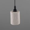 Senna Organic Ceramic Cylinder Bathroom Pendant Light 4.7", Matte White Striped IP44