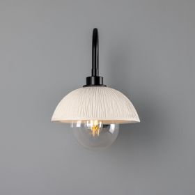 Kauri Organic Ceramic Dome Bathroom Wall Sconce, Matte White Striped IP44 (Option: WhiteStriped, Material: PCMBK CL Globe)