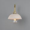 Kauri Organic Ceramic Dome Bathroom Wall Sconce, Matte White Striped IP44