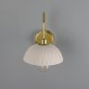 Kauri Organic Ceramic Dome Bathroom Wall Sconce, Matte White Striped IP44
