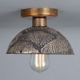 Kauri Organic Ceramic Dome Ceiling Light 7.9", Black Clay (Option: BlackClay, Material: AntiqueBrass)