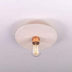 Bog Oak Organic Ceramic Disc Ceiling Light, Matte White Striped (Option: MatteWhiteStriped, Material: PolishedCopper)