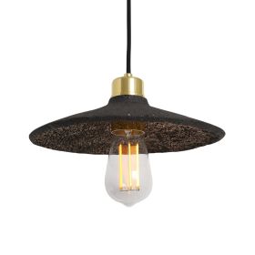 Pyrus Organic Ceramic Pendant Light 11", Black Clay (Option: BlackClay, Material: PolishedBrass)