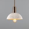 Kauri Organic Ceramic Dome Pendant Light 7.9", Matte White Striped