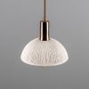 Kauri Organic Ceramic Dome Pendant Light 7.9", Matte White Striped