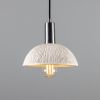 Kauri Organic Ceramic Dome Pendant Light 7.9", Matte White Striped
