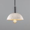 Kauri Organic Ceramic Dome Pendant Light 7.9", Matte White Striped