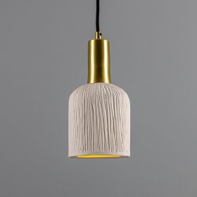 Osier Organic Ceramic Pendant Light 4.5", Matte White Striped (Option: MatteWhiteStriped, Material: SatinBrass)