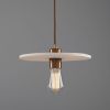 Bog Oak Organic Ceramic Disc Pendant Light, Matte White Striped