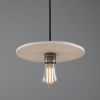 Bog Oak Organic Ceramic Disc Pendant Light, Matte White Striped