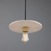 Bog Oak Organic Ceramic Disc Pendant Light, Matte White Striped
